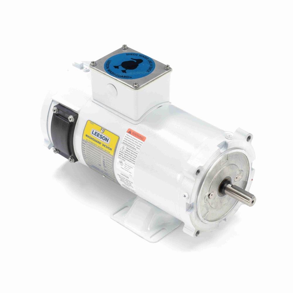 108229.00 Leeson White Epoxy Washdown Motor (3/4 HP, 1750 RPM, S56C Frame, 6.5" Diameter, TENV Enclosure, Reversible)