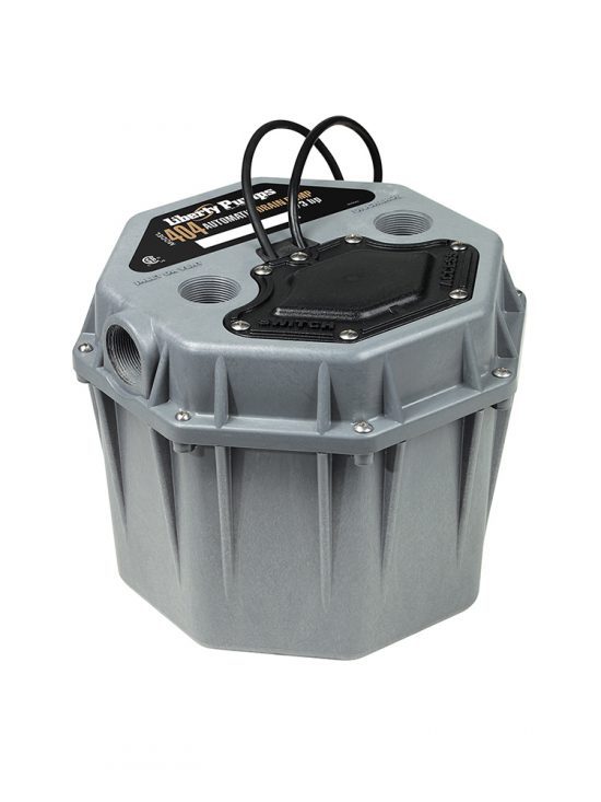 404 Liberty Pump 1/3hp, Residential Drain Pump, Short Profile, 1-1/2″ vent, inlet and discharge, 115v