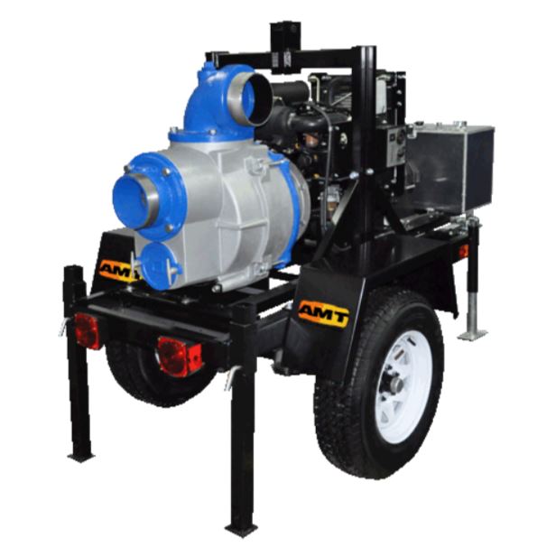 5587-D6 AMT 6" Engine Driven Self-Priming Trash Pump (Kohler KDW1003 Diesel, Trailer Base, 23 HP, Viton Seal, 12 HR Run Time, 20 Gal Tank)