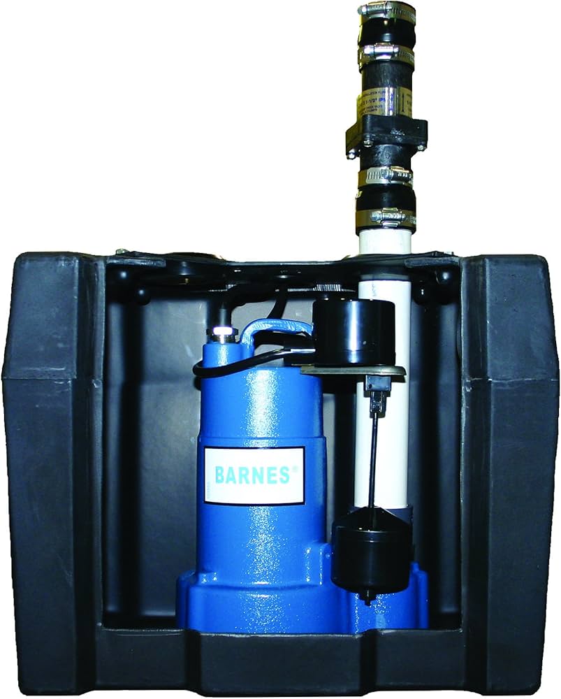 Barnes 112900, Model SP33LT, Preassembled Laundry Tray Sump Pump System With SP33VF Pump, 1/3 HP, 120 Volts, (50 GPM), 1-1/2" NPT Discharge, Basin and Cover