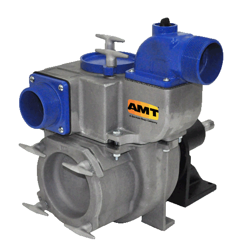3993-99 AMT 4" Self-Priming Solids Handling Pedestal Drive Pump (15 HP, Viton Seal, 1/4" x 1-1/4" Keyway, 4" Male Suction and Discharge)