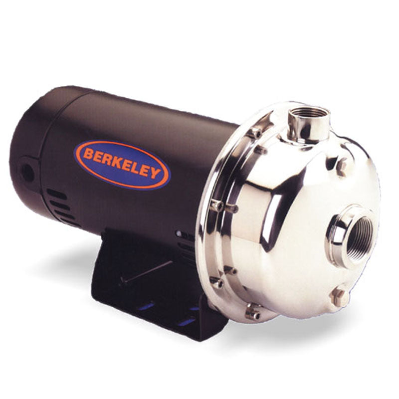 B78649 Berkeley Stainless Steel Centrifugal Pump (SS1XN-3/4 Model, 3/4 HP, 1" Discharge, 115/230 Voltage, 1 Phase, 1-1/4" Suction, 1" Discharge, TEFC Enclosure, Stainless steel, SSCXN Series)