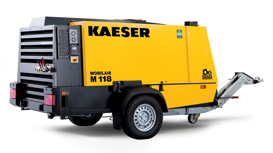M118 Kaeser MOBILAIR® Heavy Duty Tow Behind Portable Diesel Air Compressor (107 HP, 405 CFM, 100 PSIG, Deutz 3.6L4 Engine, 2050-2200 RPM, 45 Gallon Fuel Tank)