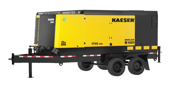 M480 Kaeser MOBILAIR® Heavy Duty Tow Behind Oil Injected Portable Air Compressor (443 HP, 1700 CFM, 100 PSIG, Cummins QSG 12 Tier 4 Final Engine, 2000 RPM, 211 Gallon Fuel Tank)