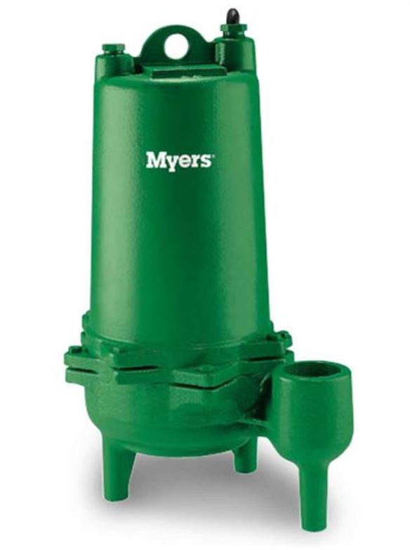 MW100-21 Myers Sewage Pump (MW Series, 1 HP, 230V, 1 Phase, 2" NPT Vertical Discharge, 132 GPM Max, 48 ft Max Head, 20 ft Cord, Manual)
