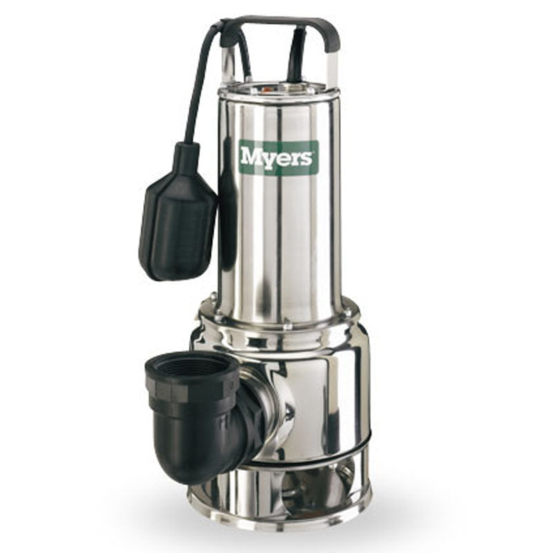 DE40PC1 Pentair Myers Stainless Steel Effluent Pump (4/10 HP, 1 Phase, 115 Voltage, 20' Cord Length, 2" Discharge, Piggy Back Tethered Switch)