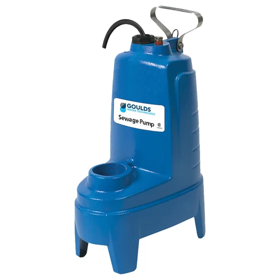 Goulds PV51P1, Model PV5, PV Series, Vortex Sewage Pump with Piggyback Wide Angle Float Switch, 1/2 HP, 115 Volts, 1 Phase, 2" NPT Vertical Discharge, 100 GPM Max, 22 ft Max Head, 10 ft Cord, Automatic