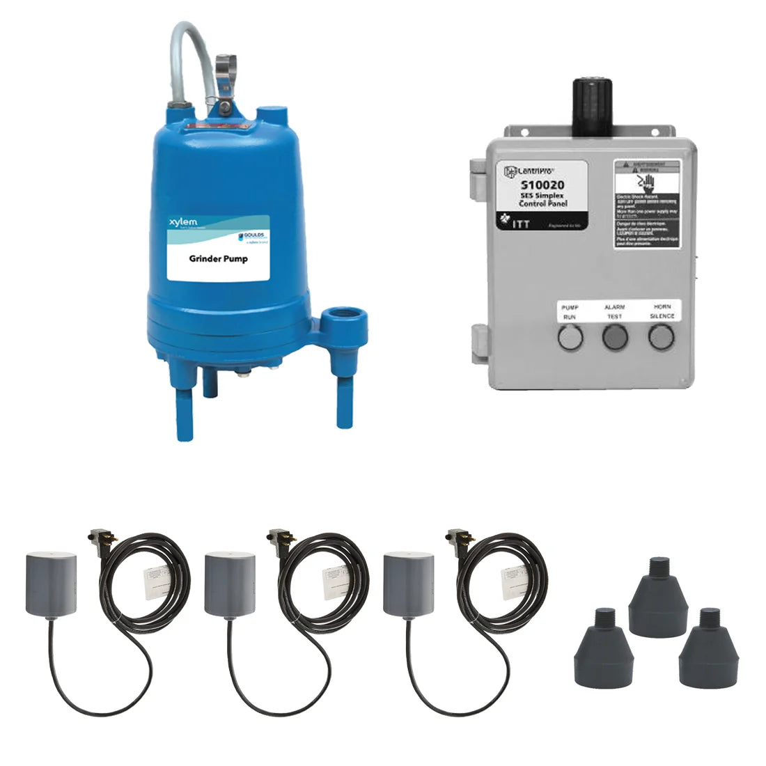 SIMRGSKT Goulds Simplex Sewage Grinder Package With RGS2012 Pump (2 HP, 208/230 Volts, 1 Phase, 1-1/4 NPT Discharge), Indoor Control Panel and Float Switches