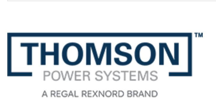 Thomson Power Systems logo, a Regal Rexnord brand, showcasing advanced power technology solutions.