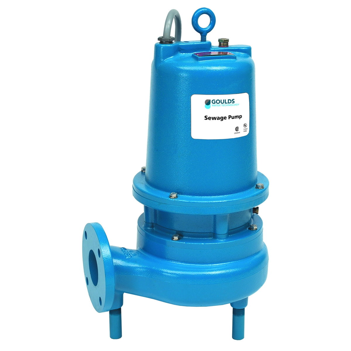 WS5032D3 Goulds Model 3888D3 Submersible Sewage Pump (5 HP, 230 Volts, 3 Phase, 3" Flanged Horizontal Discharge, 470 GPM Max, 64' Max Head, 20' Cord, Manual) - KG Power Systems
