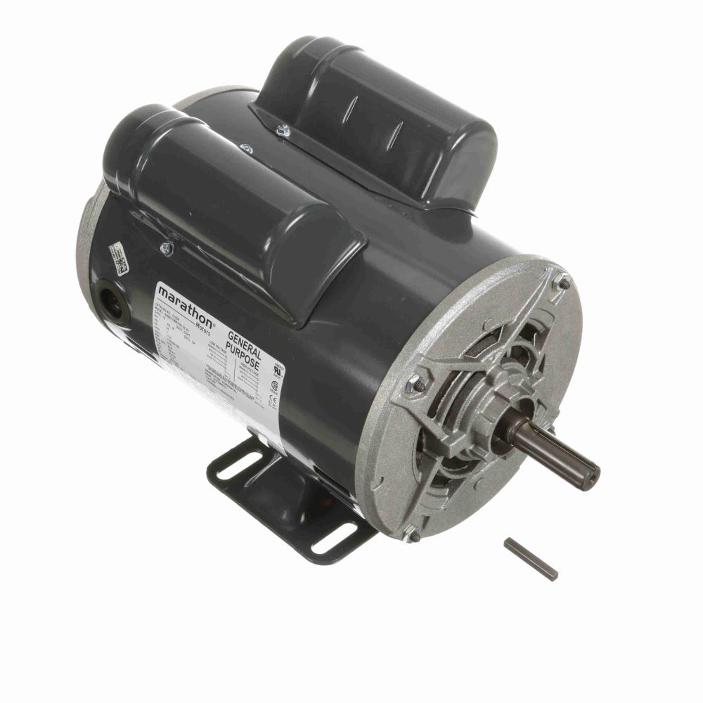 C182A Marathon Capacitor Start General Purpose Motor (1 HP, 56 Frame, 6.5" Diameter, ODP Enclosure, 1 Phase, 115/208-230 Volt, Rev Rotation, Rolled Steel, Rigid Base)