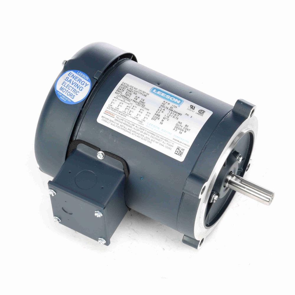 101767.00 Leeson General Purpose Motor  (C4T17FC9, 1/4 HP, S56C Frame, 1725RPM, 208-230/460V, TEFC) - KG Power Systems