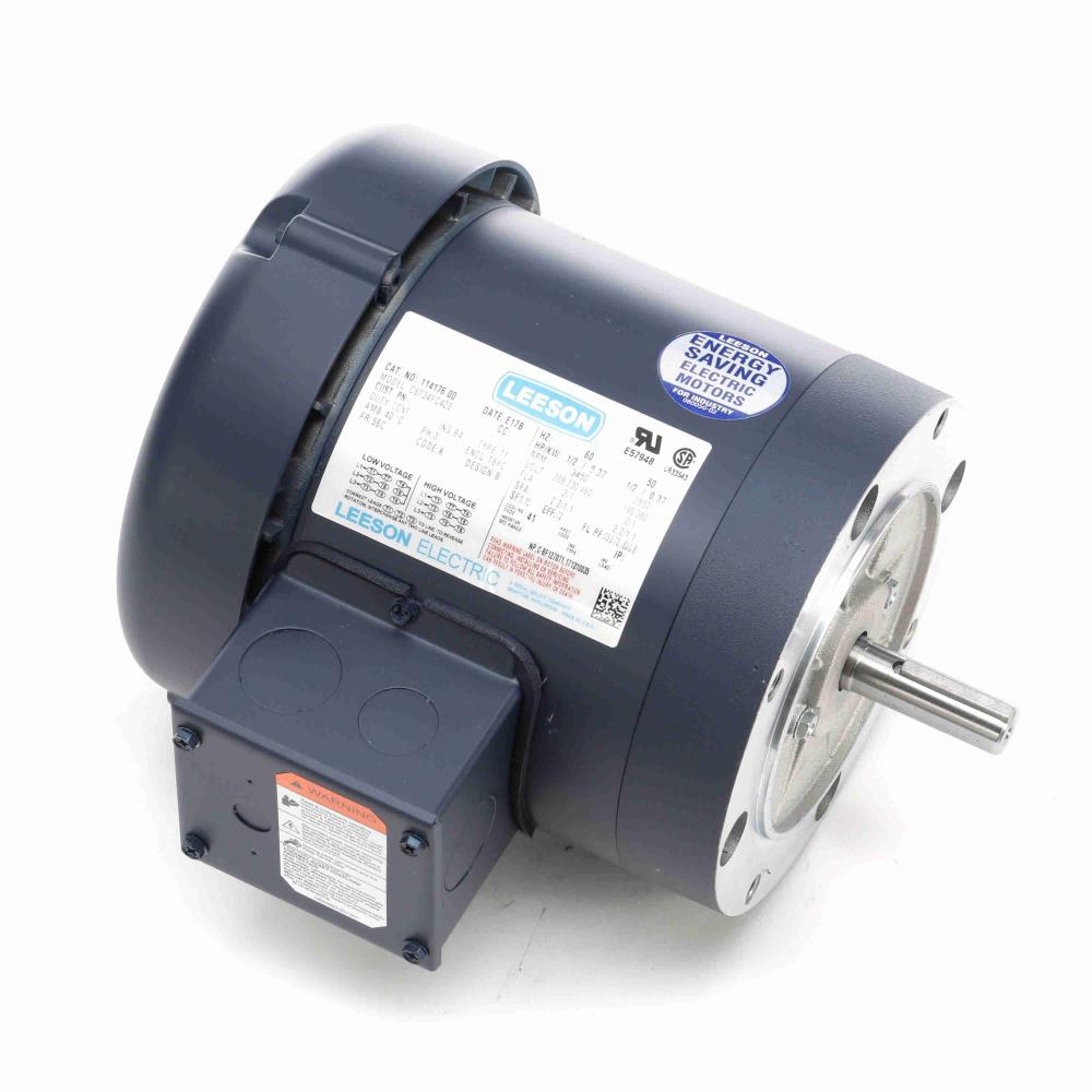 114176.00 Leeson General Purpose Motor  (C6T34FC42 , 1/2 HP, 56 Frame, 3450/2850RPM, 208-230/460V, TEFC) - KG Power Systems