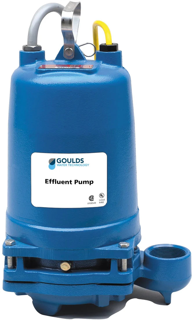 2ED51F1AA Goulds Submersible Effluent Pump (1.5 HP, 1 Phase, 230 Volts, 2" NPT Discharge, 131 Max GPM, 89' Max Head, Cast Iron, 20' Cord, Manual)
