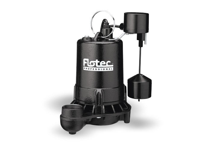 E50VLT Flotec Cast Iron High-Output Sump Pump w/ Vertical Float Switch (1/2 HP, 115 Volt, 1 Phase, 1.5" FNPT Discharge, 10' Power Cord)