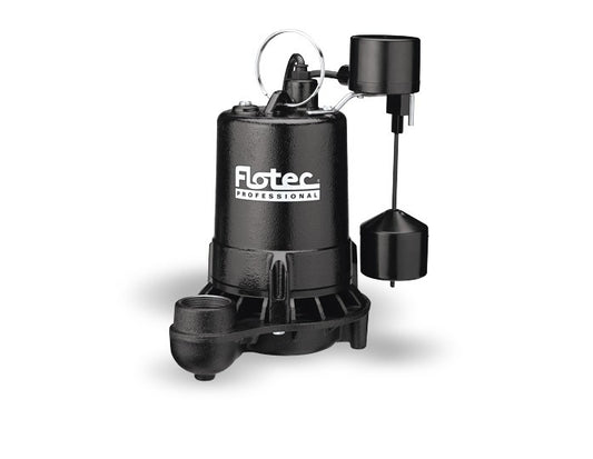 E50VLT Flotec Cast Iron High-Output Sump Pump w/ Vertical Float Switch (1/2 HP, 115 Volt, 1 Phase, 1.5" FNPT Discharge, 10' Power Cord)