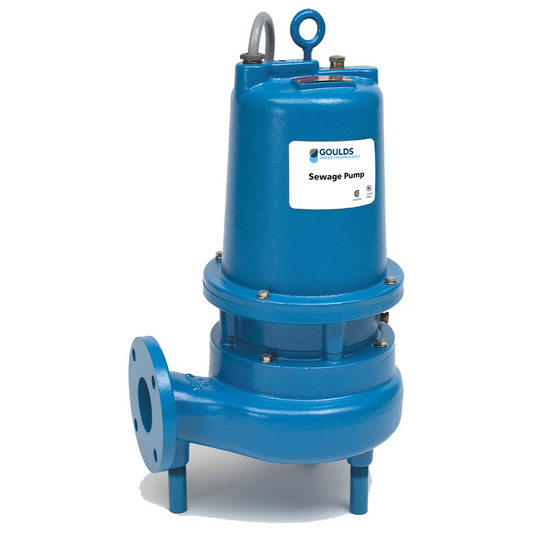 3SD52H1BA Goulds 3SD Series Submersible Sewage Pump (3 HP, 230 Volts, 1 PHASE, 21.5 Amps, 3" Flanged Horizontal Discharge, 399 GPM Max, 54' Max Head, 20' Cord, Manual)