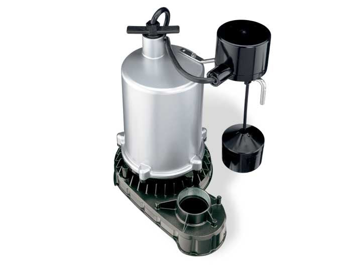 FPZT7550 Pentair Flotec Zinc Body Submersible High Output Sump Pump (1 HP, 6660 Gallons Per Hour, 1-1/2" NPT Discharge, 8' Grounded Power Cord, Piggyback- Style Switch, 115 Volt, 60 Hz, 1 Phase, 10" Min. Sump Diameter)