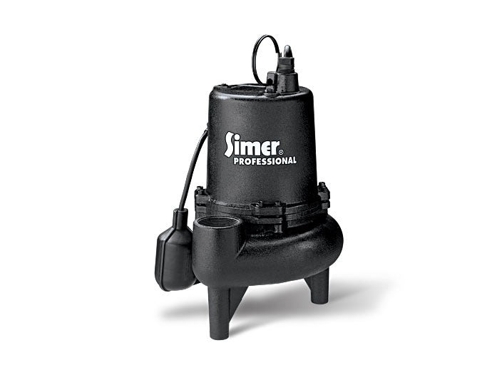 5965 Pentair Simer Professional Series 3/4 HP Cast Iron Sewage Pump (3/4 HP, 115V, 10,200 GPH, Tethered Switch, 2" Discharge, 10' Cord)