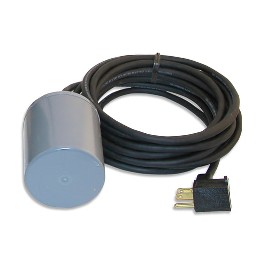 Barnes 125150-10, Piggyback In-Line Float Switch, 120 Volts, Normally Open, 10 Amps Maximum Electrical Load, Pipe Mounted, 10 ft Cord