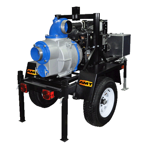 AMT Pumps 5585-H6, 6" Engine Driven Trash Pump (Honda V-Twin OHV, Trailer Mount, 23 HP, 9 HR Run Time, 20 Gal Tank, 6" Discharge, Electric Start)