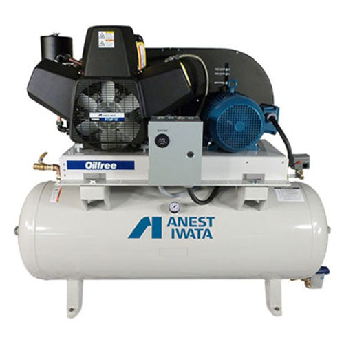 OFT-2S Anest Iwata Oil Less Air Compressor (2 HP, 1 Phase, 115/208-230  Voltage, 90-120 PSI, 5.7 CFM, Tank Mount)