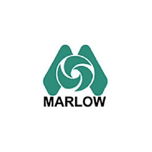 Marlow logo featuring a stylized green swirl and text, representing quality in strainer baskets and fluid handling solutions.