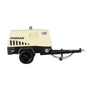 C185WKU-T2 Doosan Portable Diesel Air Compressor (185 CFM, 80 - 125 PSI, 0.75" Discharge, Kubota Engine)