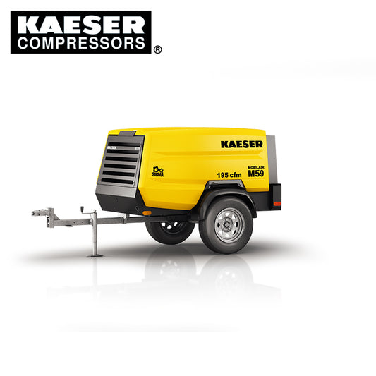 M59PE Kaeser Mobilair Towable Portable Air Compressor (48 HP, 195 CFM, 100 PSIG, Hatz 3H50TIC Engine, 2300-2700 RPM, 21 Gallon Fuel Tank)