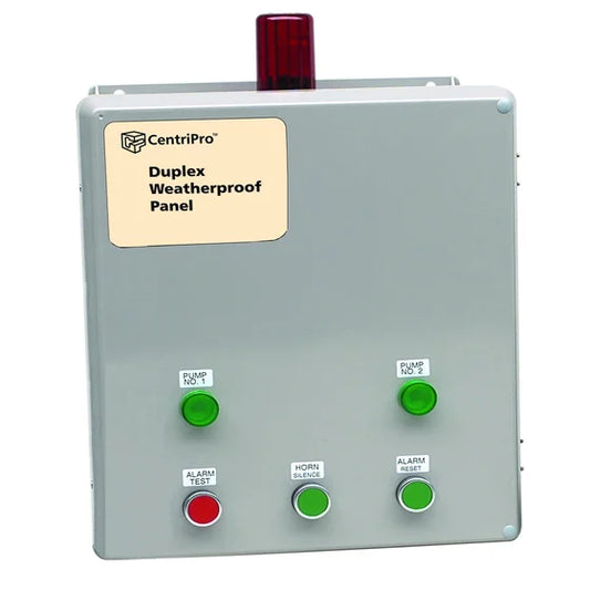 Goulds Centripro D31016P, Weatherproof Duplex Control Panel with Seal Fail and High Temp Circuit, 208/230/460/575 Volts, 10-16 Amp Range, 3 Phase, Indoor/Outdoor NEMA 4X Fiberglass Enclosure