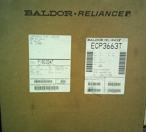 ECP3663T Baldor Severe Duty Motor (5 HP, 3505 RPM, 3 Phase, 60 Hz, 184T Frame, TEFC Enclosure, Foot Mounted) SURPLUS