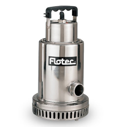 FP0S4100X Flotec Stainless Steel Waterfall / Utility Pump (1/2 HP, 4100 GPH, 115V AC, 60 Hz, 1-1/4" Discharge, 15' Grounded Power Cord)