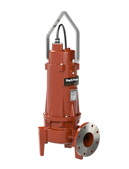 Liberty LSV202-3, LSV200 Series, Manual Submersible Sewage Pump (2 HP, 200/230 Volts, 1 Phase, 14.2 Amps, 4" Horizontal Flanged Discharge, 350 GPM Max, 24 ft Max Head, 3" Solids Handling, 35 ft Cord, Vortex Impeller)