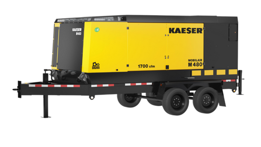 M480 Kaeser MOBILAIR® Heavy Duty Tow Behind Oil Injected Portable Air Compressor (443 HP, 1700 CFM, 100 PSIG, Cummins QSG 12 Tier 4 Final Engine, 2000 RPM, 211 Gallon Fuel Tank)