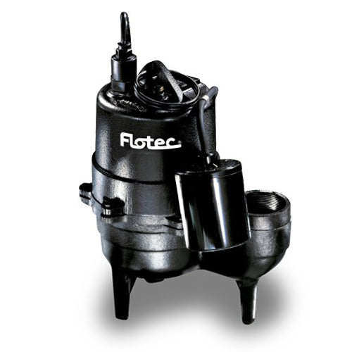 FPSE3601A Flotec Cast Iron Sewage Pump w/ Tethered Switch (1/2 HP, 9000 GPH, 10' Cord Length, 2" NPT Discharge)