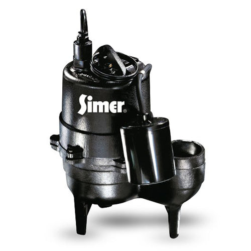 3963 Simer Sumbersible Cast Iron Sewage Pump (1/2 HP, Tethered Switch,  2" NPT Discharge Pipe, 9000 Max GPH, 10' Cord, 115V)