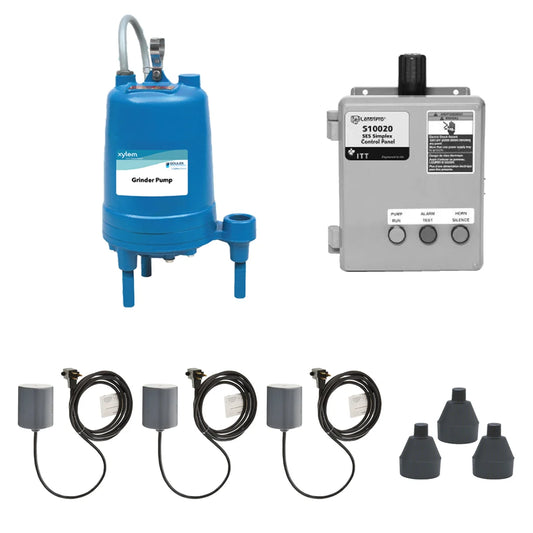 SIMRGSKT Goulds Simplex Sewage Grinder Package With RGS2012 Pump (2 HP, 208/230 Volts, 1 Phase, 1-1/4 NPT Discharge), Indoor Control Panel and Float Switches