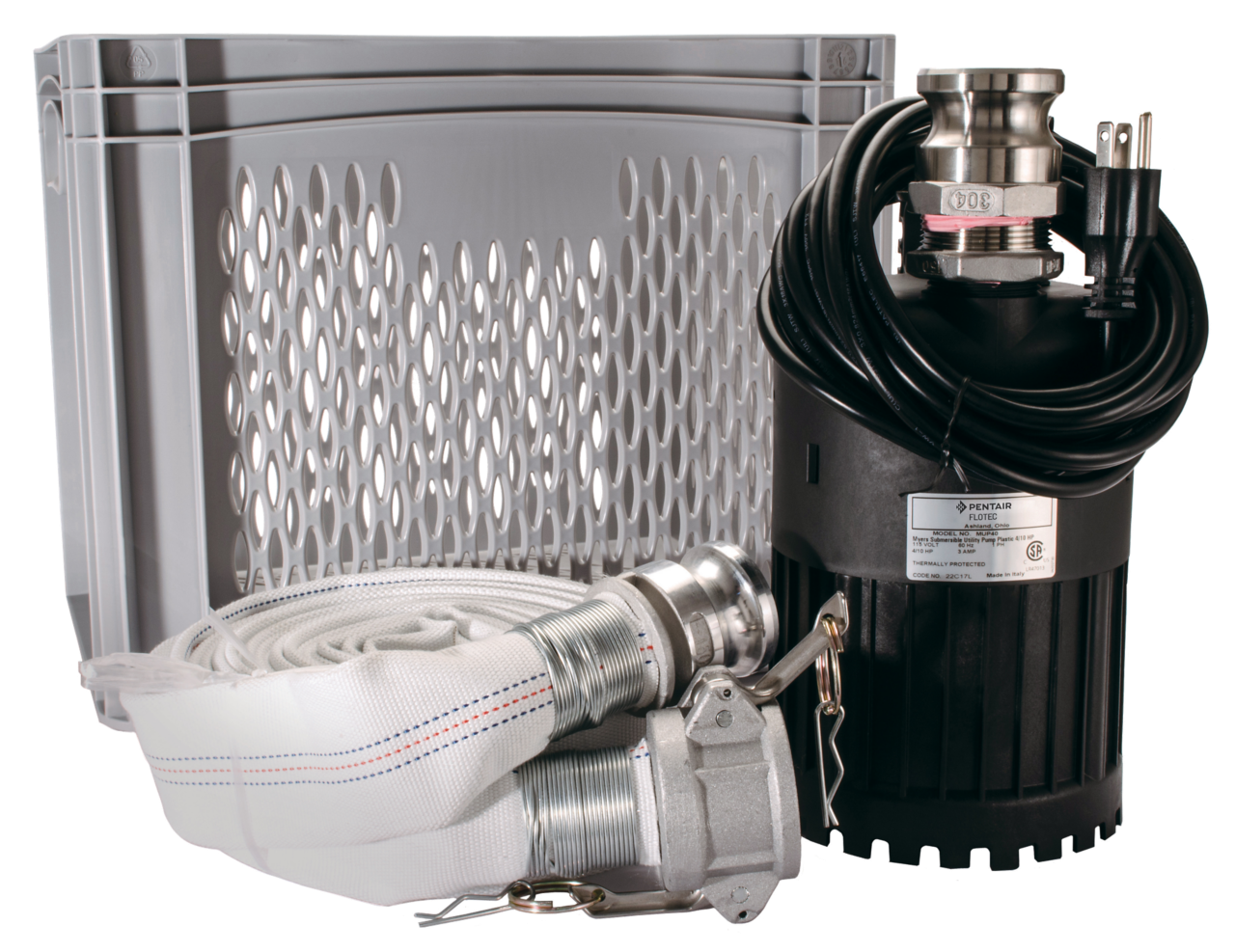 FPUFKP40 Flotec PRO Utility Flood Kit (4/10 HP, 3 FLA, 115 Volt, 25' Max Lift, 41 GPM, 15' Cord, 1-1/4" Discharge, 1/4" Solid Handling)