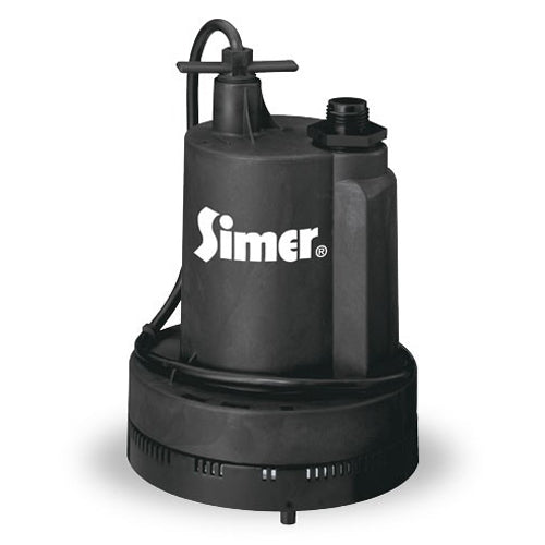 2305 Simer Portable / Submersible Utility Pump (1/4 HP, Thermoplastic Body, 1320 GPH Max Capacity, 8' Cord Length)