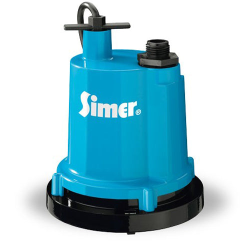 2300-04 Simer Cast Aluminum Submersible Utility Pump (1/4 HP, 1320 GPH Max Capacity, 1020 GPH Flow at 10' Lift, 1-1/4 Male NPT Discharge)