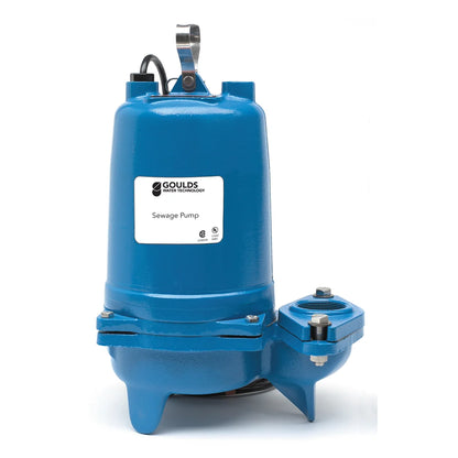 WS1034BHF Goulds WS_BHF Series Submersible Sewage Pump (3887BHF Model, 1 HP, 460 Volts, 3-Phase, 3500 RPM, 3.75" Dia. Impeller, 2" Discharge, 20' Cord) - KG Power Systems