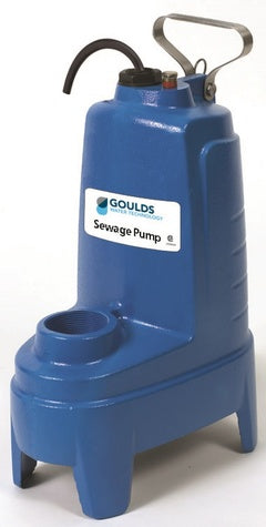 PS51P1F Goulds PS Series Submersible Sewage Pump with Piggyback Float Switch (.5 HP, 3400 RPM, 115 Volt, 60 Hz, Single Phase, 2" Discharge, 13 Max Amps, 20' Cord Length, 2" Solids Handling)