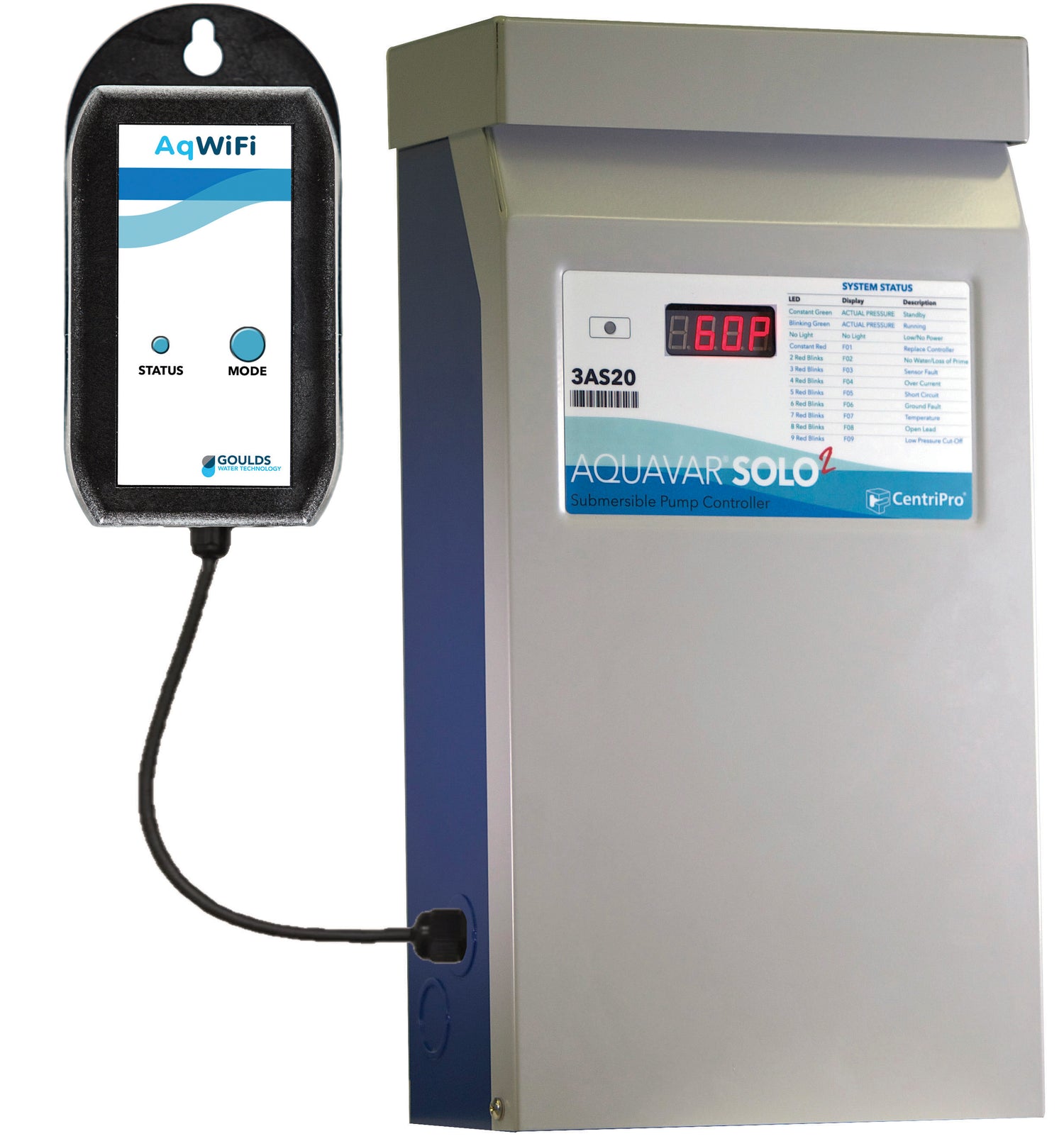 AQWIFI Goulds Remote Monitoring System for Indoor and Outdoor Use (5' Cable, Easy Installation, Uses Wi-Fi connection, AqWiFi App) - KG Power Systems