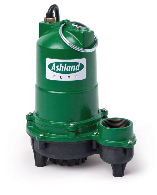 B33M1-10 Ashland Cast Iron Sump Pump (1/3HP, 3450 RPM, 115 Volt, 1-1/2" NPT Discharge, 60 Hz, 1 Phase, Manual Switch, 10' Cord, 1/2" Max Solids)