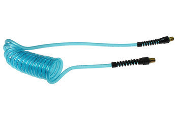 PU38-254-T  Coilhose Flexcoil Hose Coil (Transparent Blue, Polyurethane, 1/4" NPT, 3/8" Diameter, 25' Length)
