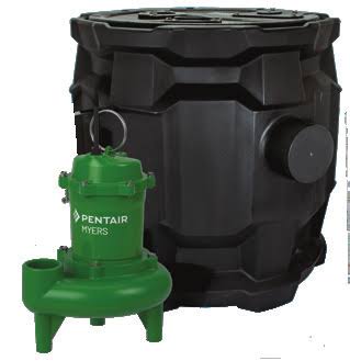 SB24MW50-01 Pentair Myers 24" x 24" Sewage Basin Package (1/2 HP, 135 GPM, 27' Max Head, 2" Discharge, 2" Max Solids, 115 Volt, 1 Phase, 20' Cord, Tethered Switch)