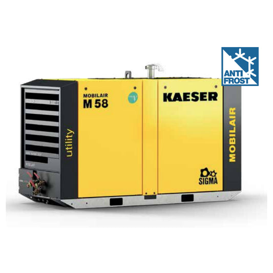M58 Utility Kaeser Stationary Portable Air Compressor (43 HP, 210 CFM, 100 PSI, 2300-2700 RPM, Kubota D1803CR-T Diesel Engine, 21 Gallon Fuel Tank, Tier 4 Final)