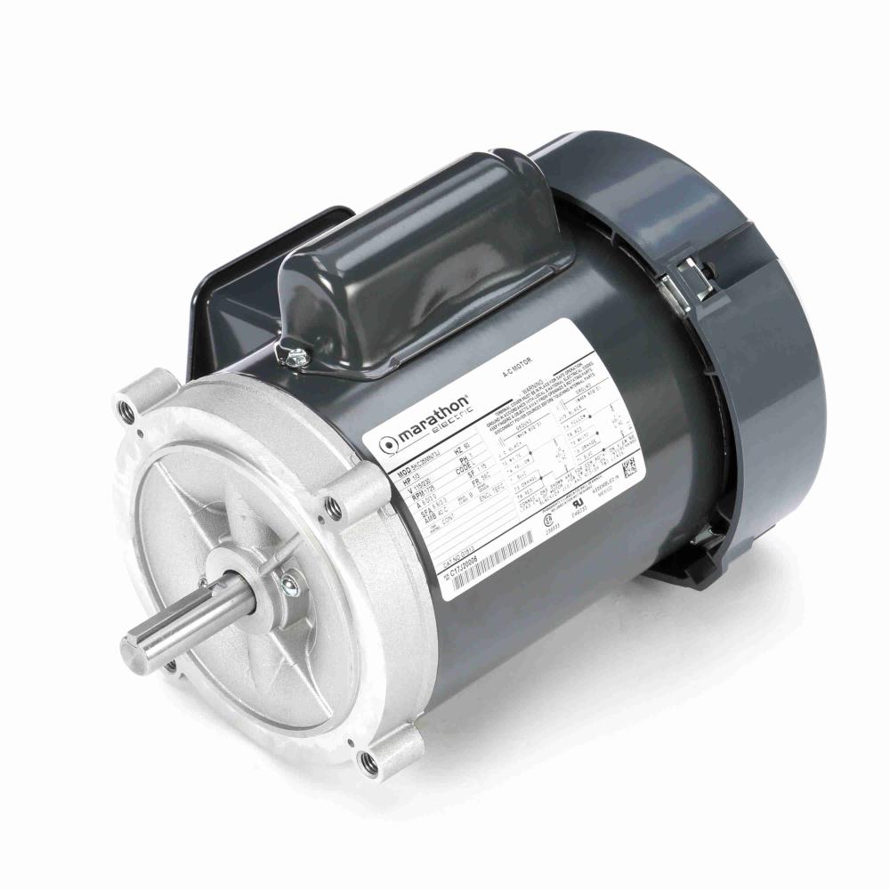 G1513 Marathon General Purpose Motor (1/3 HP, 56 Fame, 6.5" Diameter, TEFC Enclosure, 115/230 Volt, Rolled Steel, C-Face, Footless)
