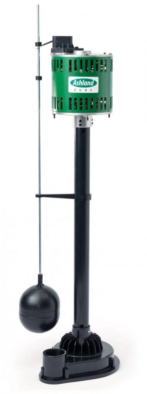 PED50 Ashland Thermoplastic Pedestal Sump Pump (1/2 HP, 115 Volt, Vertical Switch, 3/16" Max Solids, 1-1/2" Discharge, 8' Cord)