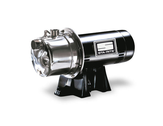 CJ90F STA-RITE Shallow Well Jet Pump, Stainless Steel (1-1/2 HP, 115/230V, 1 Phase, 25' Max. Lift, 14.6 GPM @ 10 FT/40 PSI)